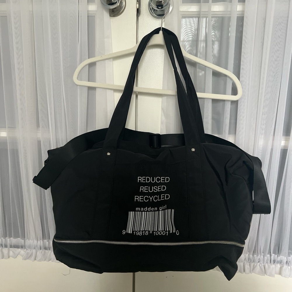 Madden Girl Black Nylon Weekender Bag